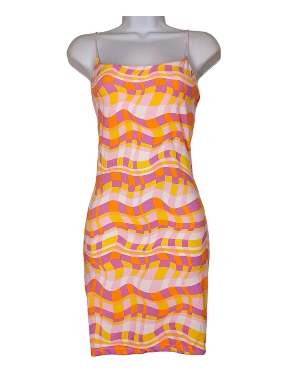 COTTON ON Pink Orange, and Purple Wavy Stripe Print Mini Dress Size XS NWT